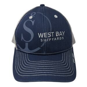 West Bay Shipyards Snapback Trucker Hat Blue One Size Adjustable Embroidered